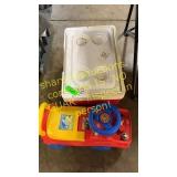 Igloo cooler and kids  riding toy