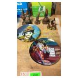 2- Clown plates and gnome figurines