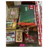 Assorted gift wrap, cards, boxes