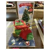 Holiday tree, boxes, cards, stocking