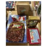 Cards, boxes, Catboy inflatable, garland