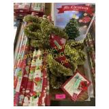 Holiday tree, garland, gift wrap