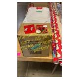 Holiday gift wrap, boxes, & Gekko blow up