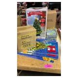 Holiday light up tree, boxes , cards, & yard orn