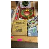 Holiday gift wrap, boxes ,cards, & blow up Gekko