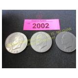 3 Uncirculated Eisenhower dollars 2-72 D & 71 D