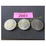 3 Uncirculated Eisenhower dollars 2-72 D & 71 D