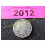 1898 Barber quarter dollar