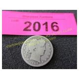 1908 D Barber quarter dollar