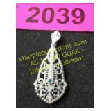 Sterling .925 filigree pendant with emerald