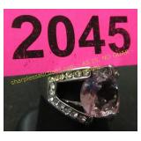 Synthetic pink sapphire & topaz ladies ring