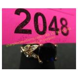 Synthetic sapphire & topaz ladies ring