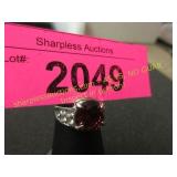 Synthetic ruby & topaz ladies ring