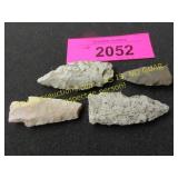 Four Native American Indian arrowheads artifacts