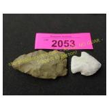 Two Native American Indian arrowheads artifacts