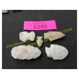 Five Native American Indian arrowheads artifacts