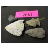 Four Native American Indian arrowheads artifacts