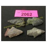 Four Native American Indian arrowheads artifacts