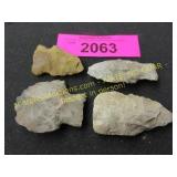 Four Native American Indian arrowheads artifacts