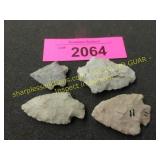Four Native American Indian arrowheads artifacts