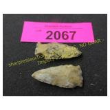 Two Native American Indian arrowhead artifacts