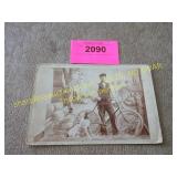Antique photo cabinet card with bicycle & dog