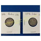 1916 barber ten cent and 1876 seated ten cent