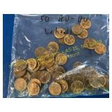 Bag of 50- AV- BU wheat pennies
