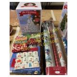 Holiday tree, boxes, gift wrap