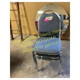 3- chrome upholstered blue chairs