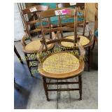 Antique cane round seat chairs
