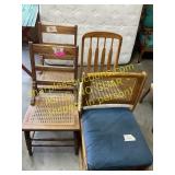 2- antique cane chairs - square and 2- chairs