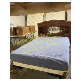 Wooden headboard and mattress and box spring set