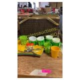 Picnic basket with dishes