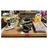 Stock car trophies, fan heater, Roller blades 12.5