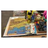 Misc. Auto cleaning supplies, maps, thermos, misc.