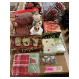 2-tablecloths, Lenox votives, holiday decorations