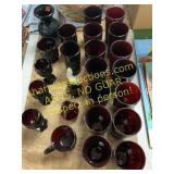 Ruby glassware, includes some Avon Cape Cod