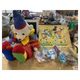 Bear clown, Disney game, Avon beanie toys