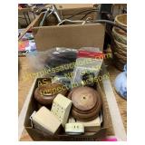 Assorted tools, sofa legs