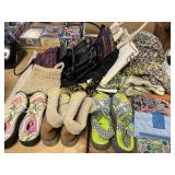 Lot of Shoes, Purses, Wallets, Blankets