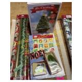 Holiday tree, boxes, gift wrap