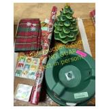 Holiday tree, tree stand, gift wrap