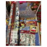 Holiday tree, boxes, gift wrap