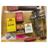 Keystone Meat grinder and vintage spices