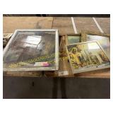 Assorted pictures, painted window frames
