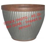 Rustic galvanized pleated round planter 20.5"