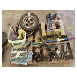 Pallet of plates, Wheels, hardware