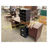 Desk, file cabinet, organizer