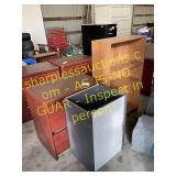 Wooden file cabinet, book shelf, cabinet